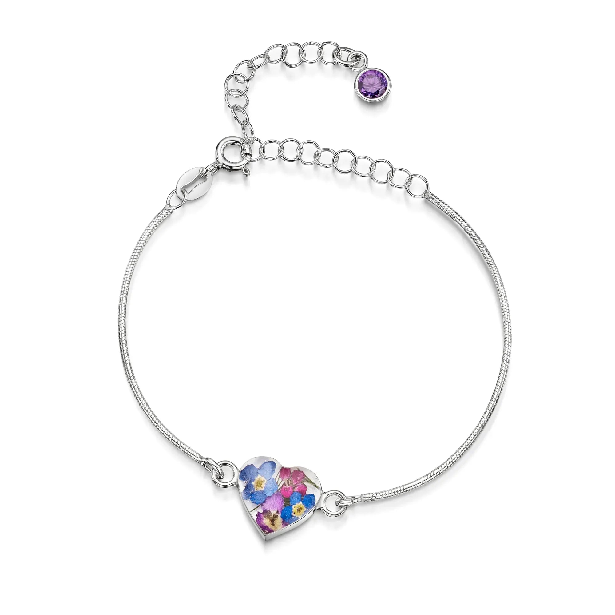 Gepersonaliseerde armbanden van sterling zilver met geboortesteen en bloem | Krijsende Violet®