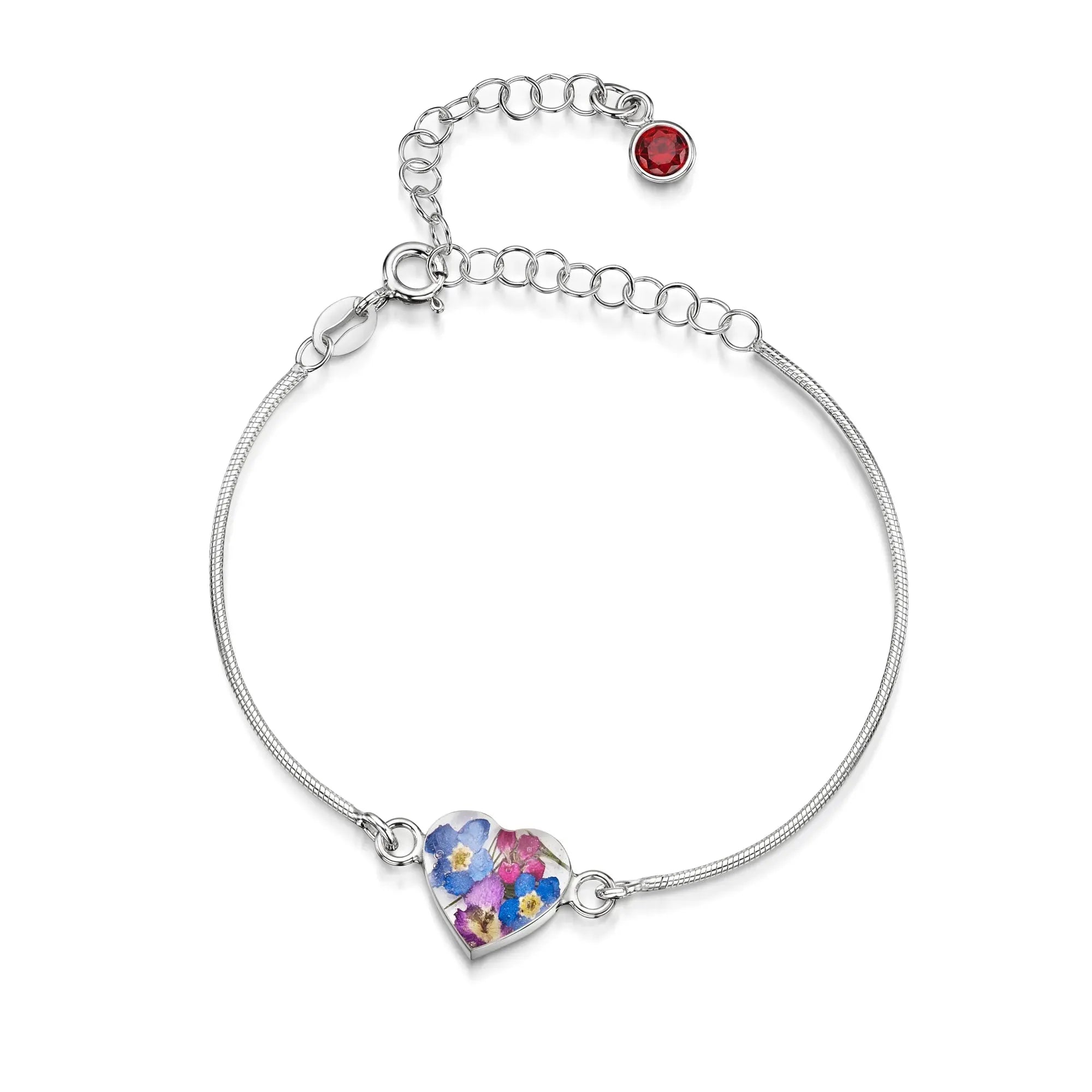 Gepersonaliseerde armbanden van sterling zilver met geboortesteen en bloem | Krijsende Violet®