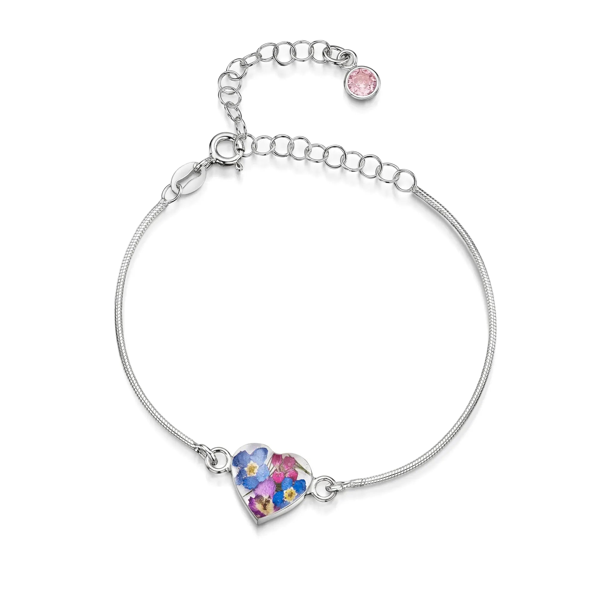 Gepersonaliseerde armbanden van sterling zilver met geboortesteen en bloem | Krijsende Violet®