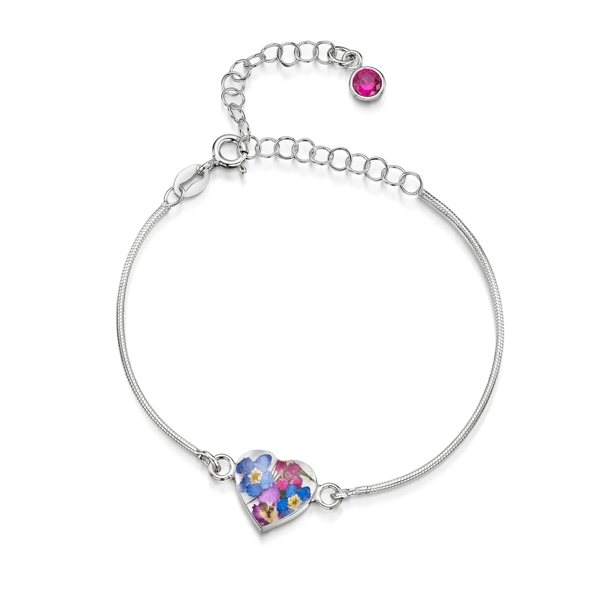 Gepersonaliseerde armbanden van sterling zilver met geboortesteen en bloem | Krijsende Violet®