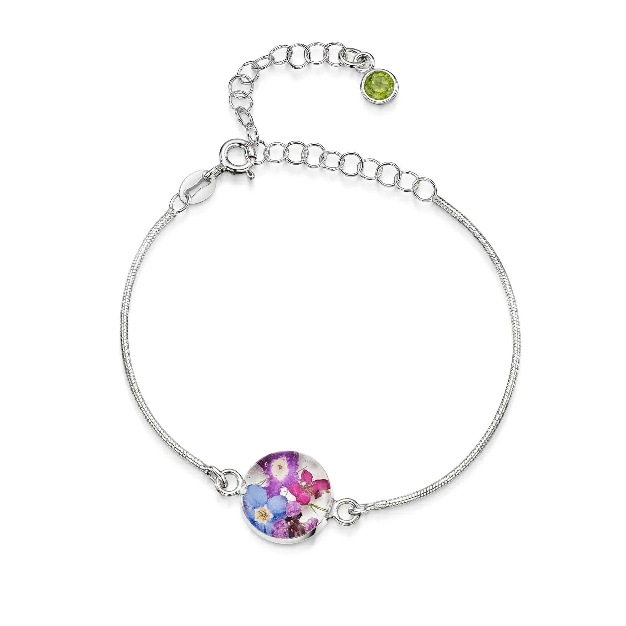 Gepersonaliseerde armbanden van sterling zilver met geboortesteen en bloem | Krijsende Violet®