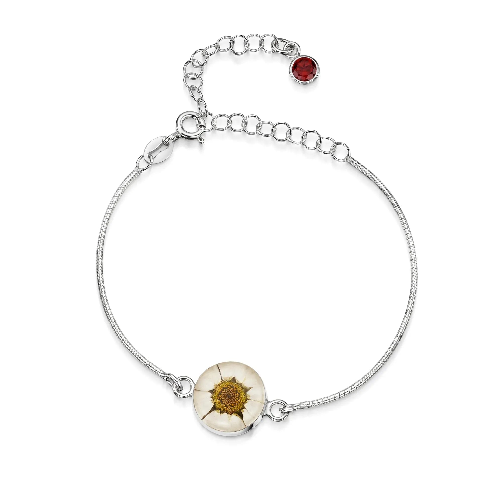 Gepersonaliseerde armbanden van sterling zilver met geboortesteen en bloem | Krijsende Violet®