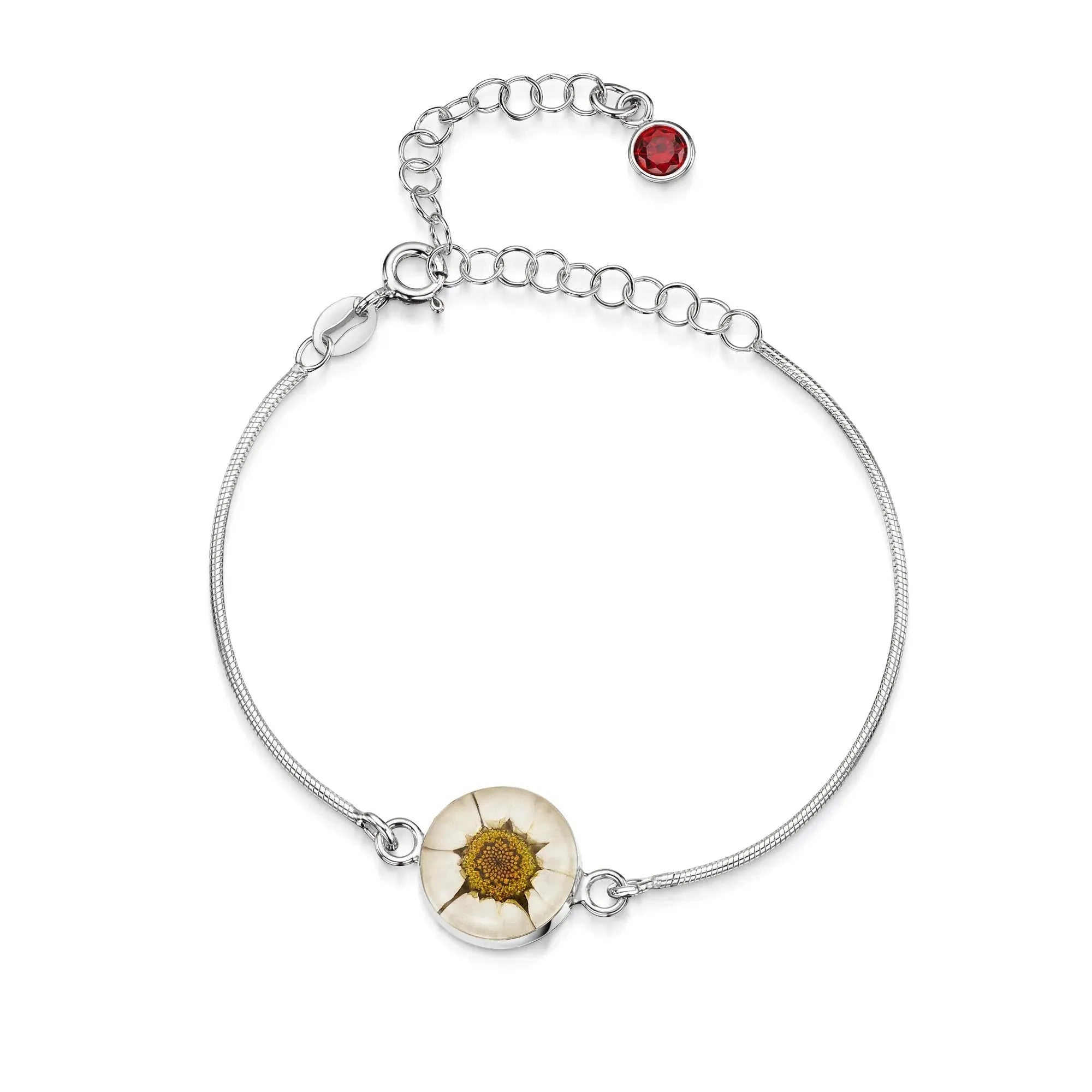 Gepersonaliseerde armbanden van sterling zilver met geboortesteen en bloem | Krijsende Violet®