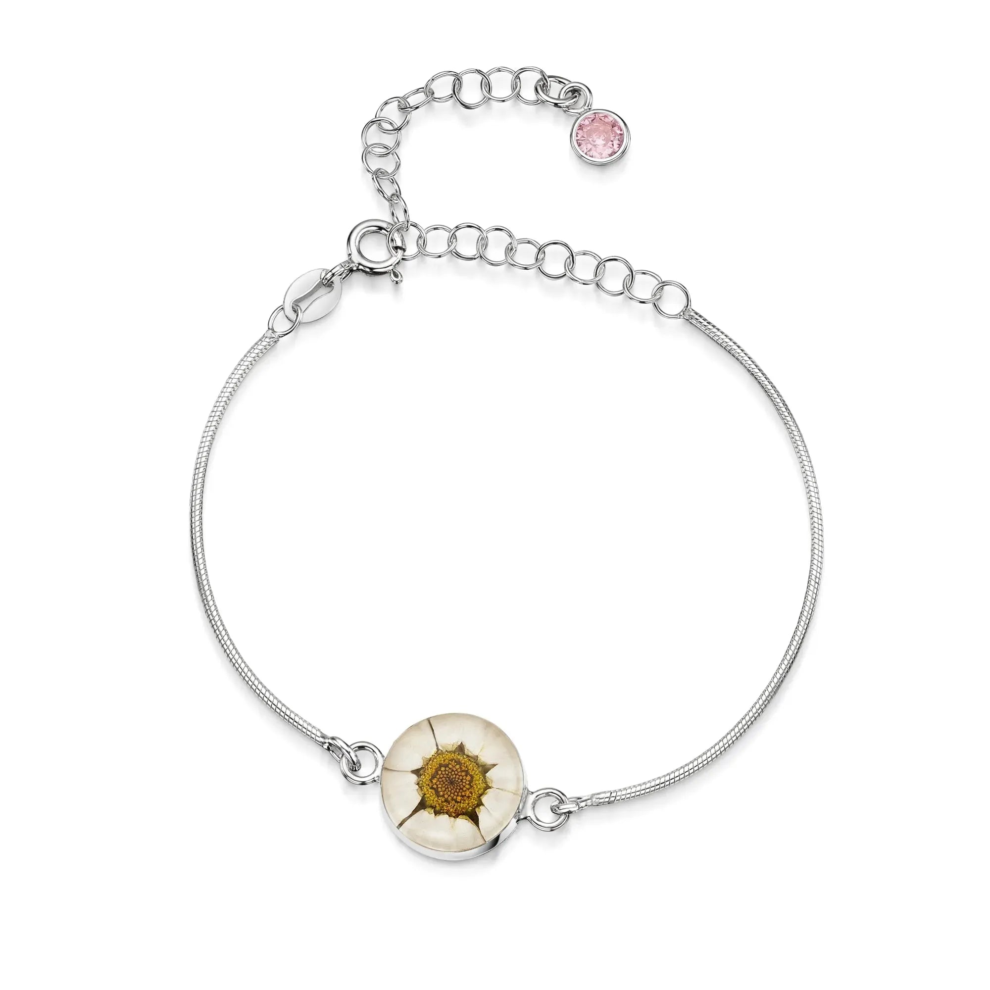 Gepersonaliseerde armbanden van sterling zilver met geboortesteen en bloem | Krijsende Violet®