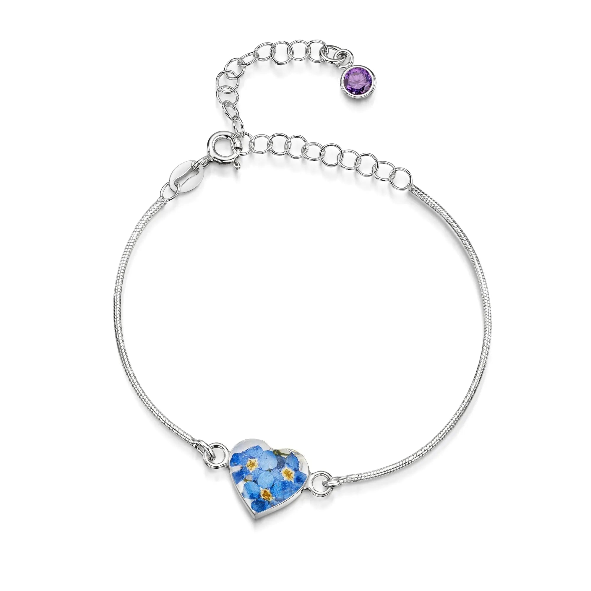 Gepersonaliseerde armbanden van sterling zilver met geboortesteen en bloem | Krijsende Violet®