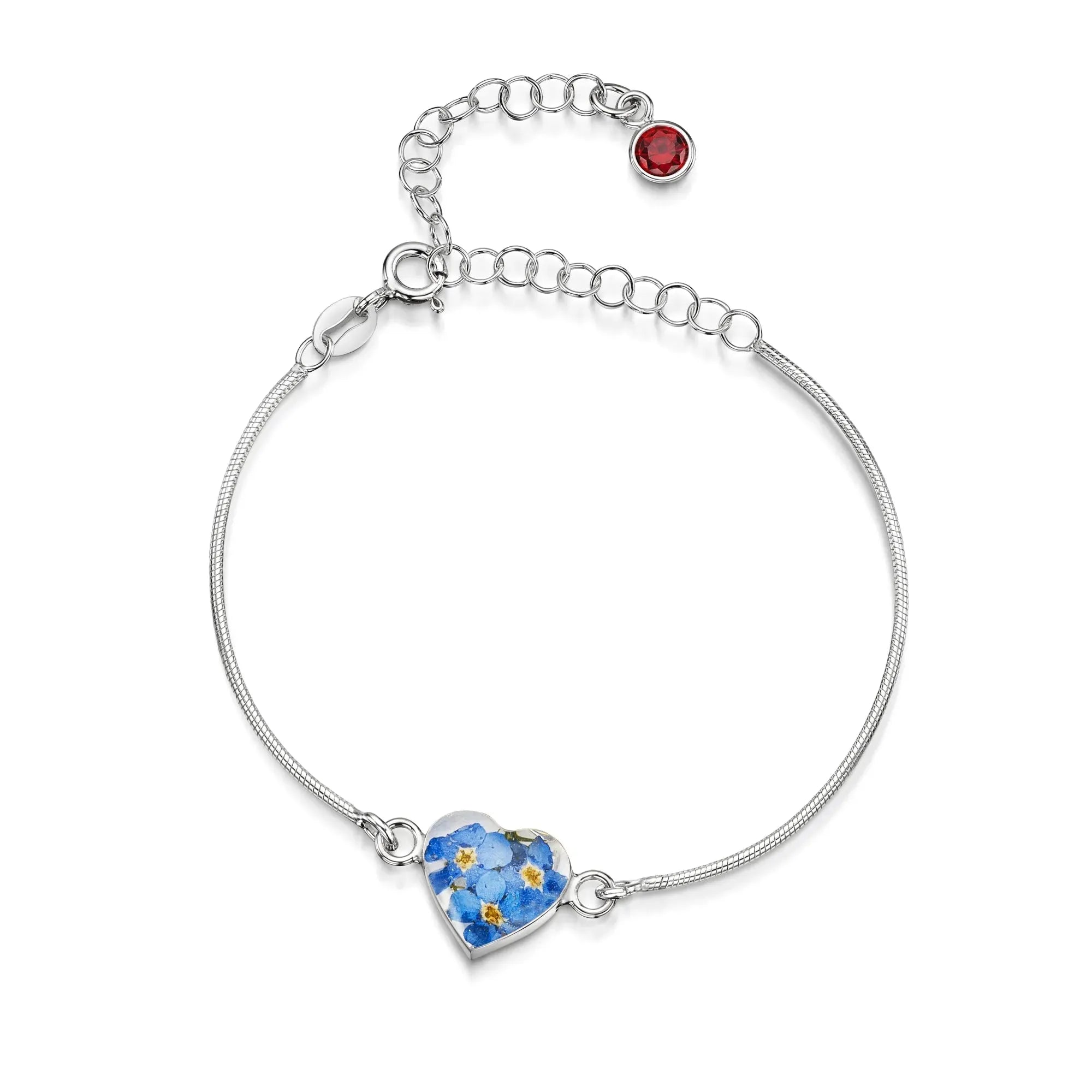 Gepersonaliseerde armbanden van sterling zilver met geboortesteen en bloem | Krijsende Violet®