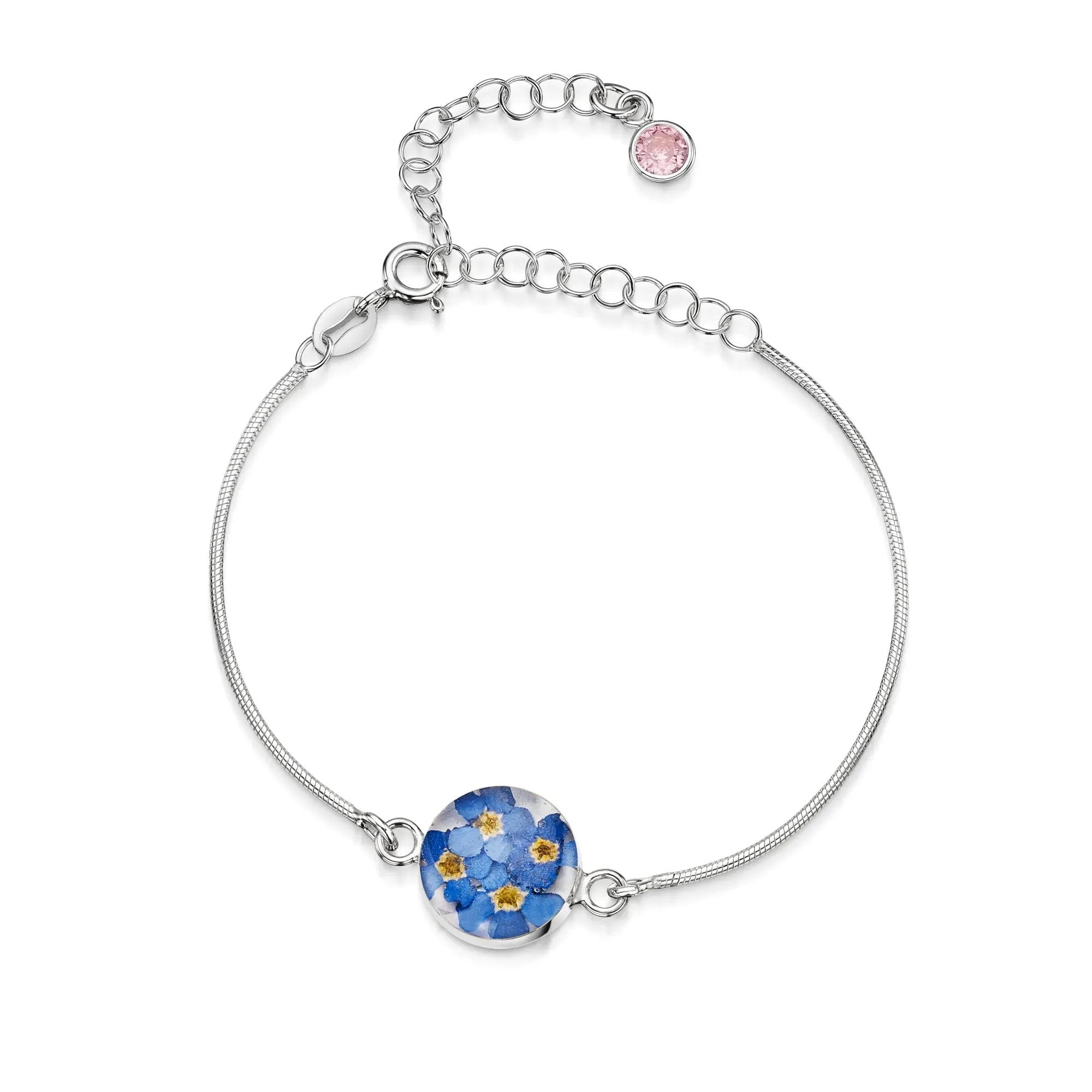 Gepersonaliseerde armbanden van sterling zilver met geboortesteen en bloem | Krijsende Violet®