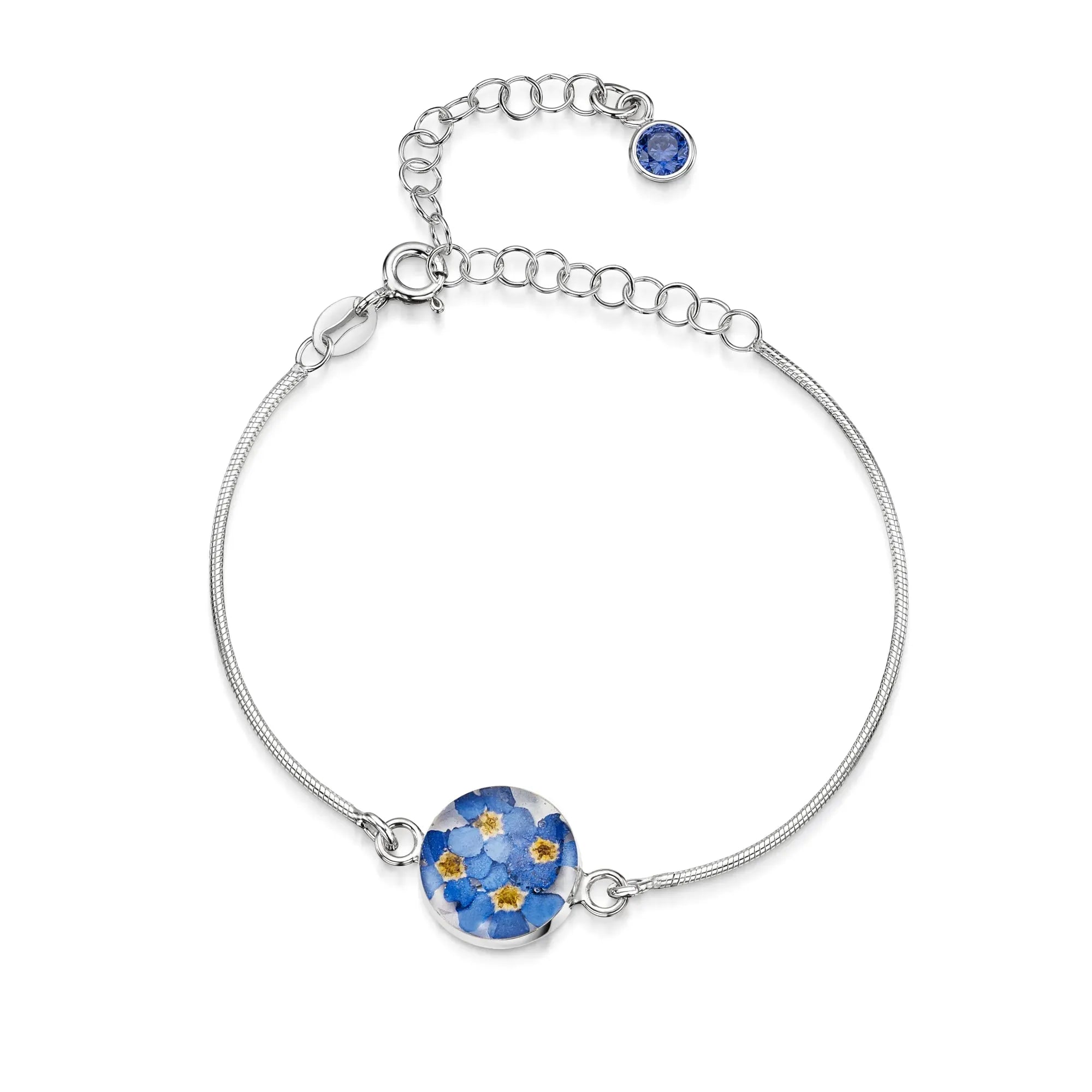 Gepersonaliseerde armbanden van sterling zilver met geboortesteen en bloem | Krijsende Violet®