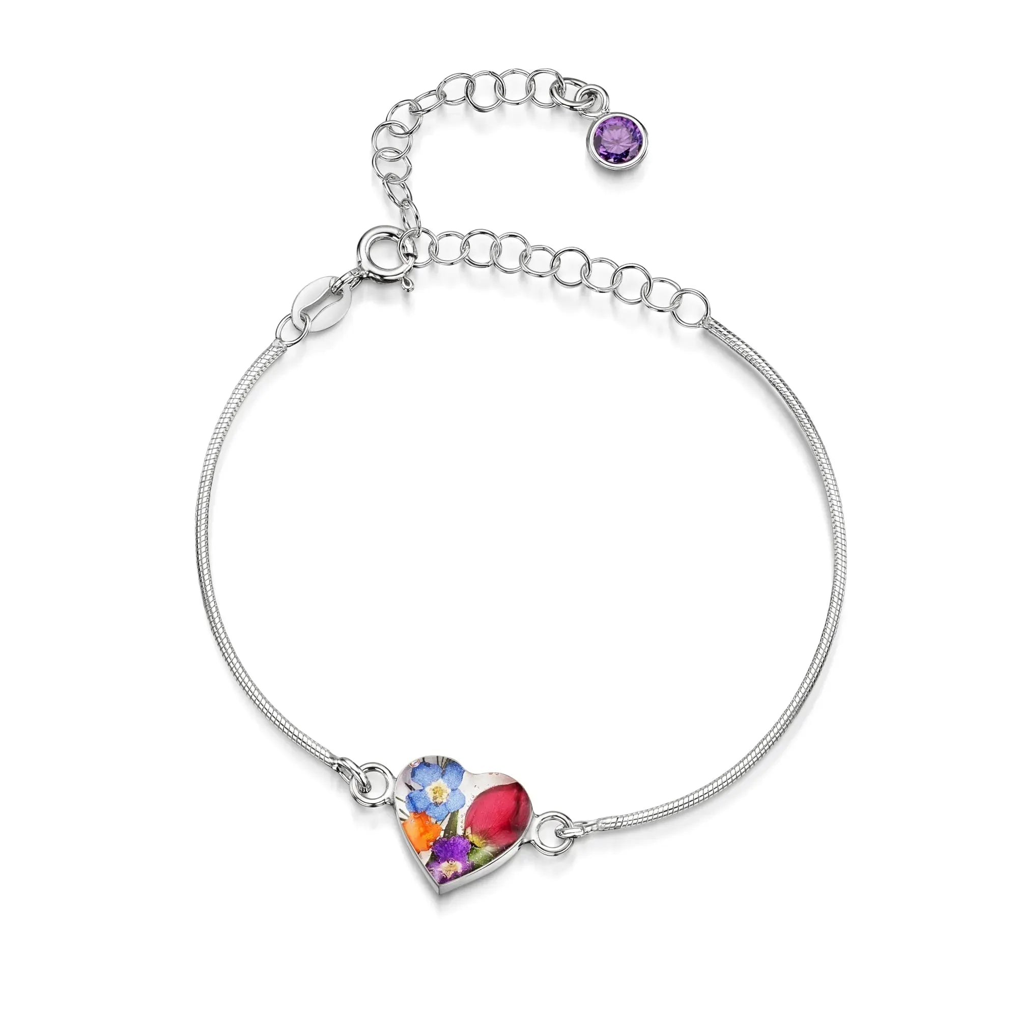 Gepersonaliseerde armbanden van sterling zilver met geboortesteen en bloem | Krijsende Violet®
