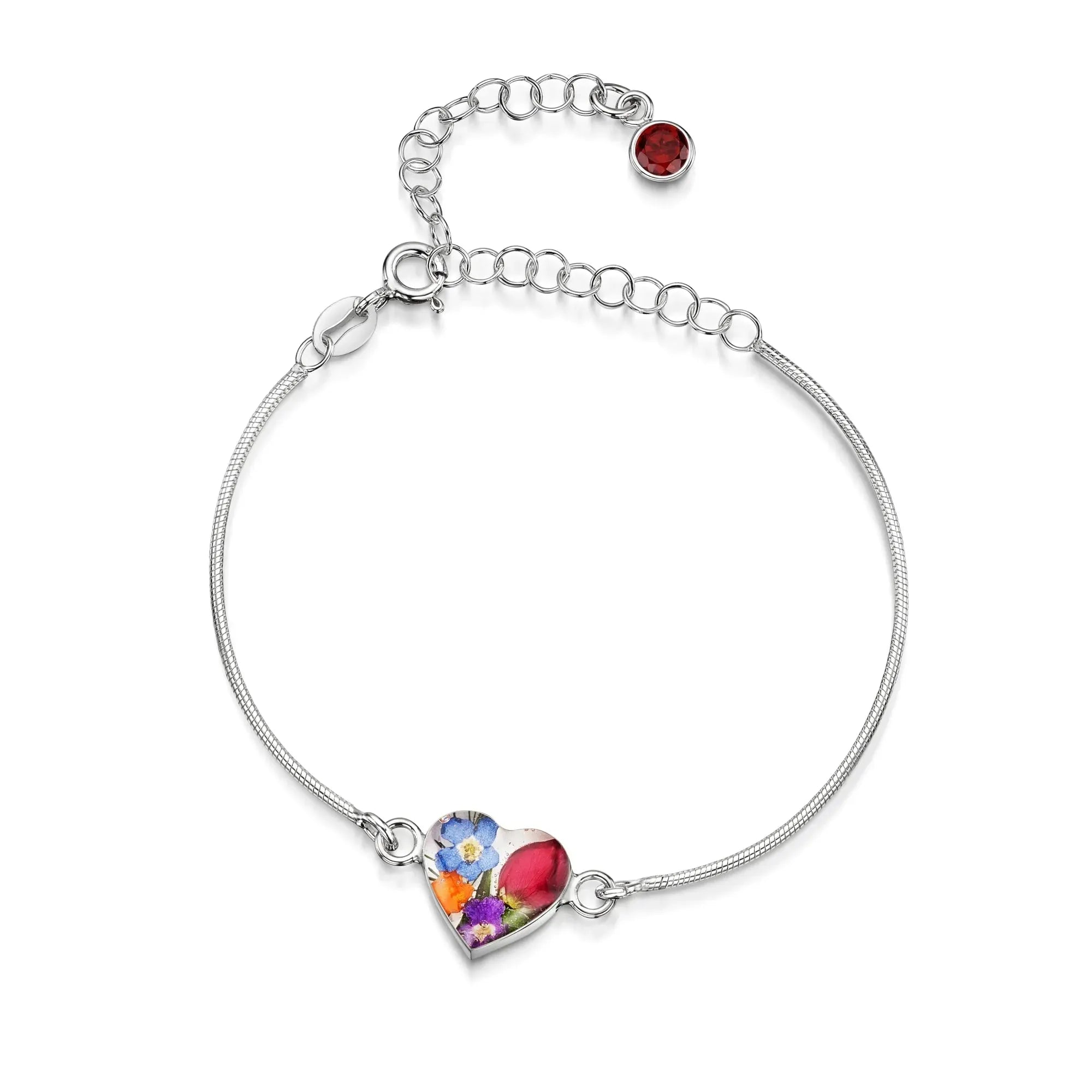 Gepersonaliseerde armbanden van sterling zilver met geboortesteen en bloem | Krijsende Violet®