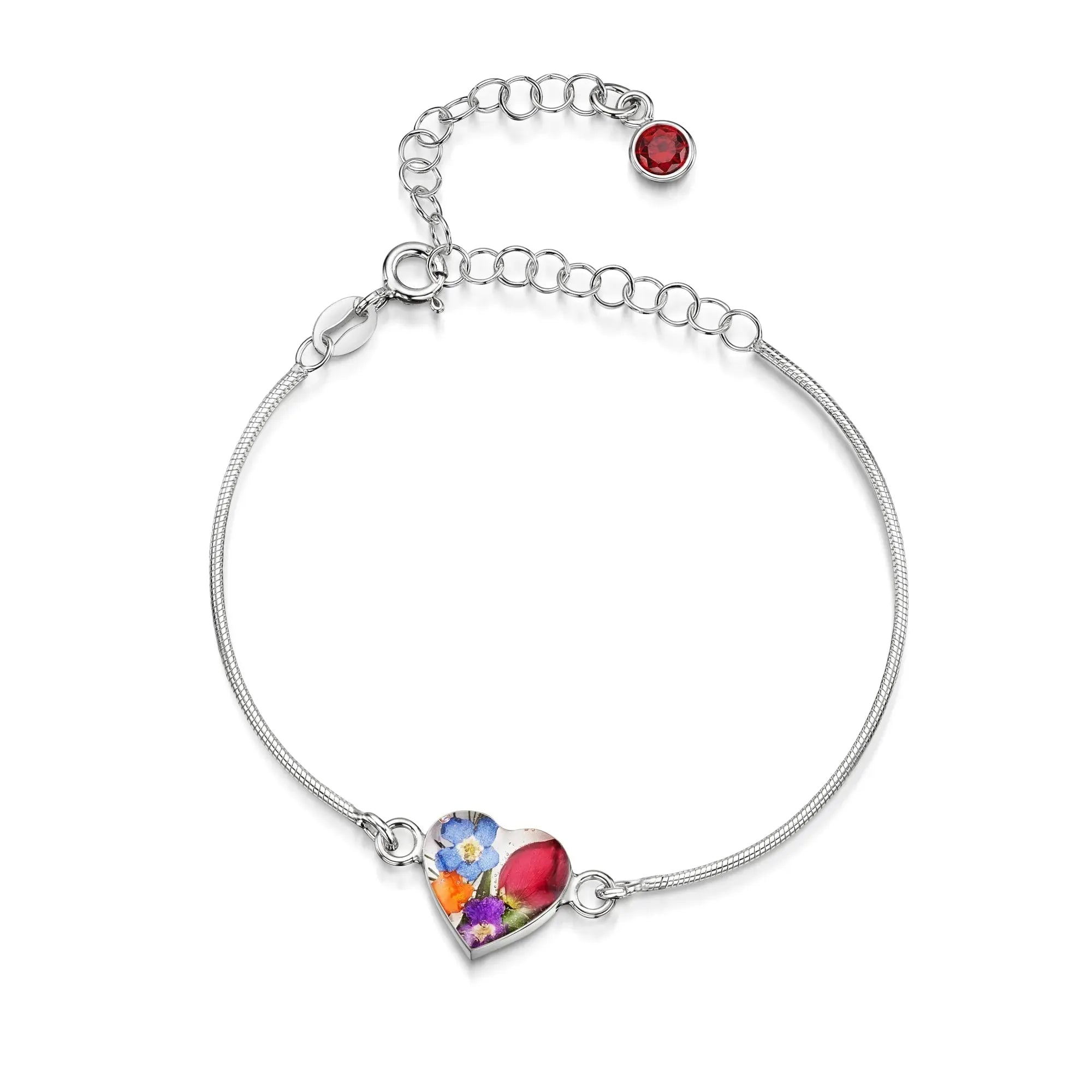 Gepersonaliseerde armbanden van sterling zilver met geboortesteen en bloem | Krijsende Violet®