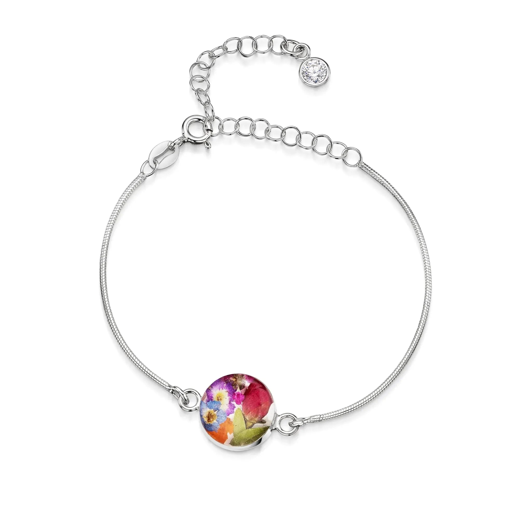 Gepersonaliseerde armbanden van sterling zilver met geboortesteen en bloem | Krijsende Violet®