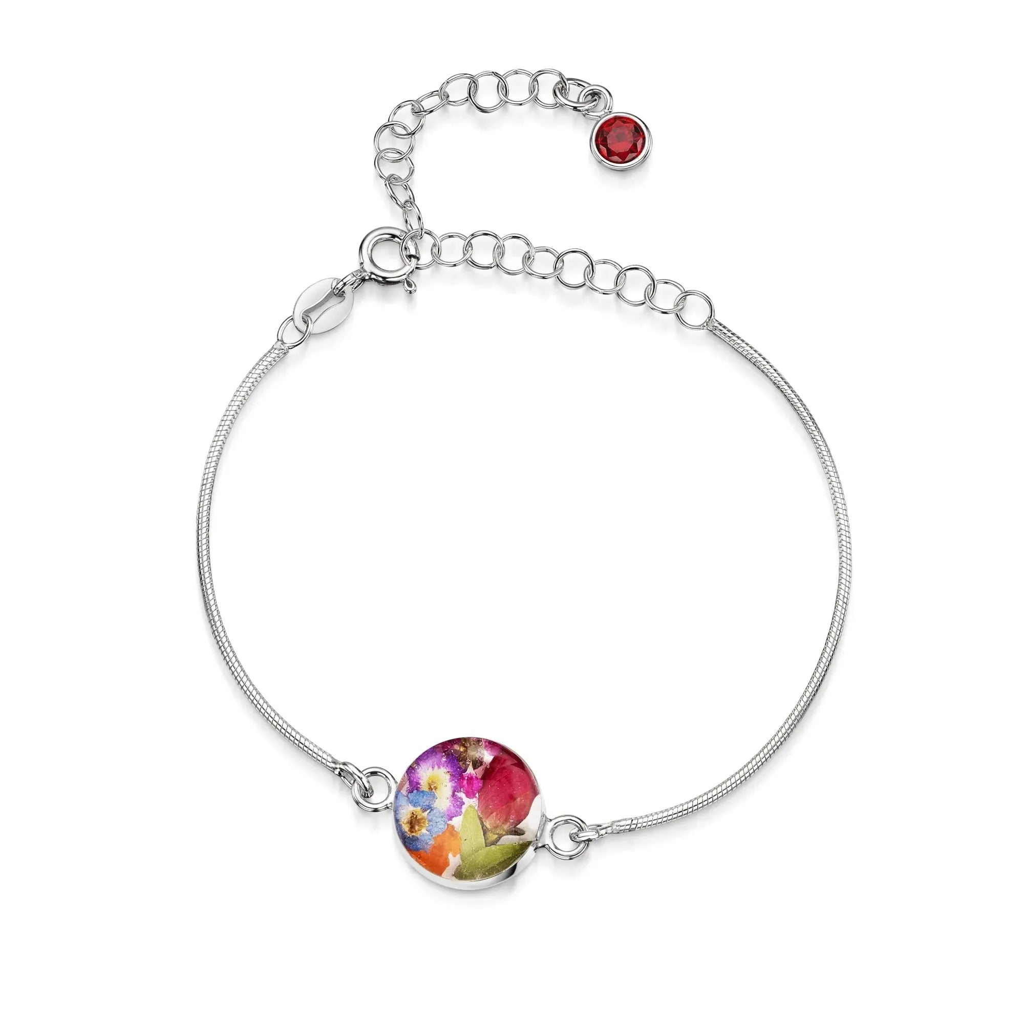 Gepersonaliseerde armbanden van sterling zilver met geboortesteen en bloem | Krijsende Violet®