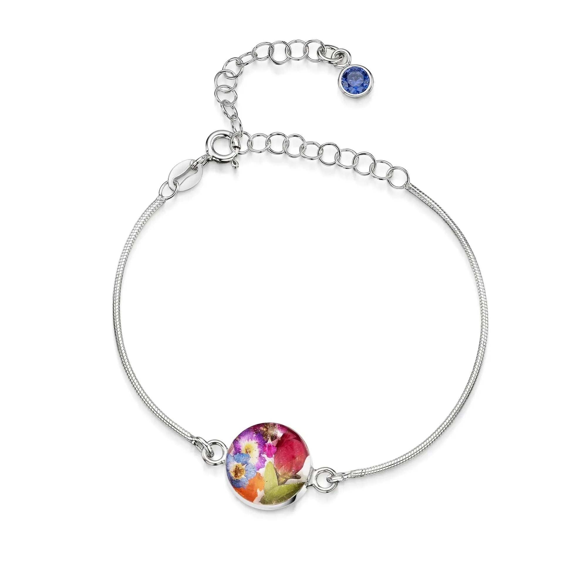 Gepersonaliseerde armbanden van sterling zilver met geboortesteen en bloem | Krijsende Violet®