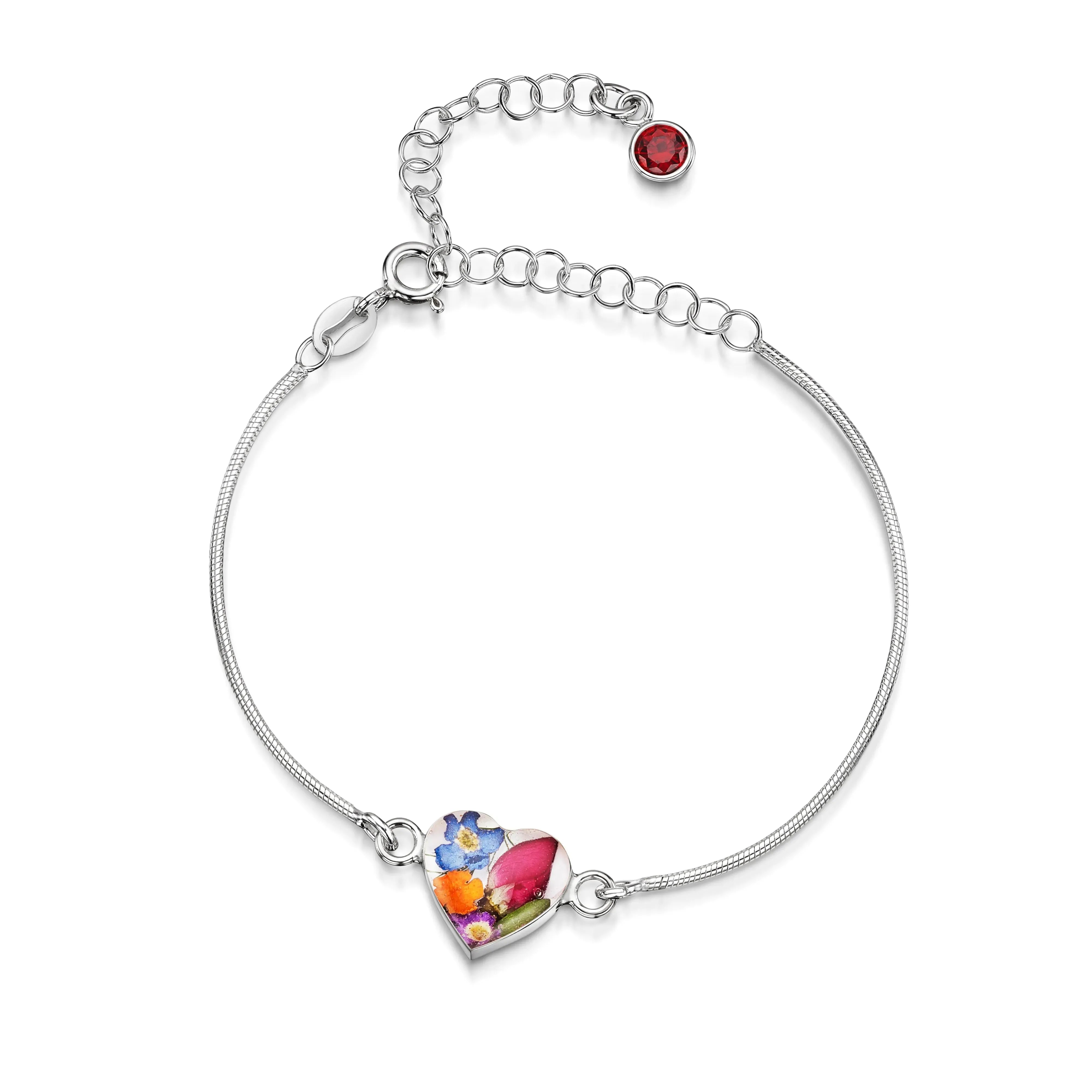 Gepersonaliseerde armbanden van sterling zilver met geboortesteen en bloem | Krijsende Violet®