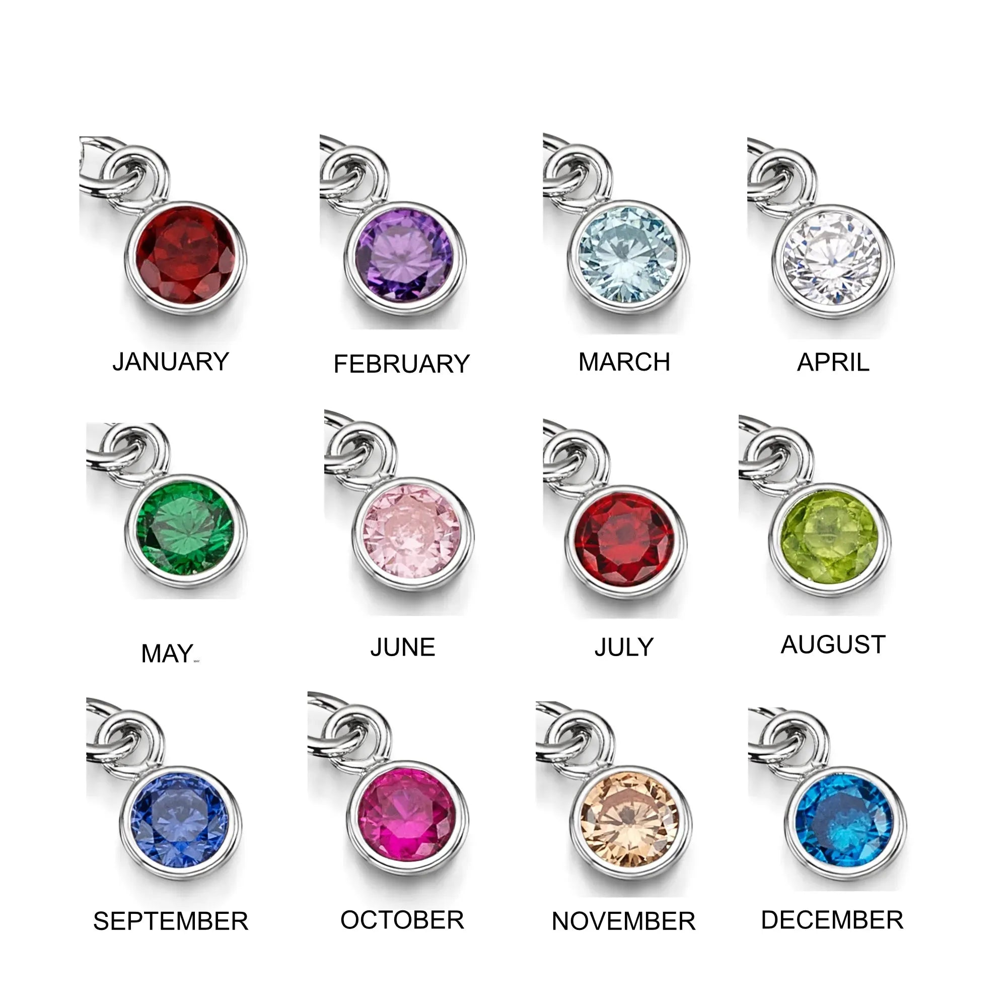 Gepersonaliseerde armbanden van sterling zilver met geboortesteen en bloem | Krijsende Violet®