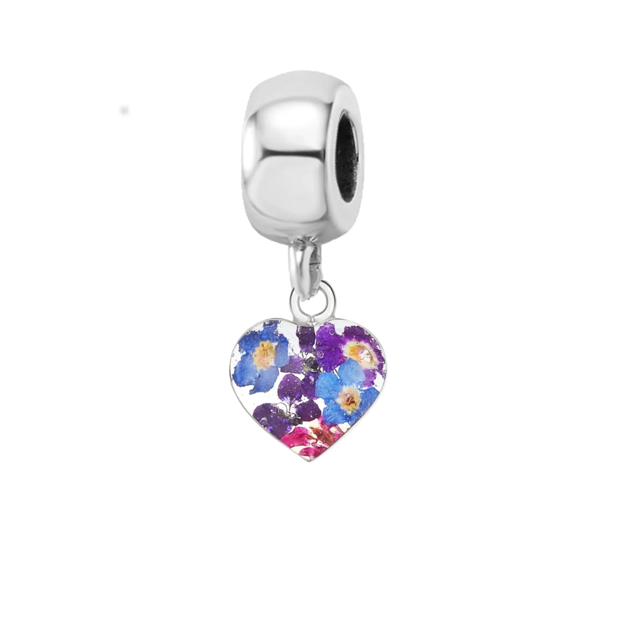 Dije de flor real hecho a mano | Plata esterlina | Se adapta a las pulseras de dijes más populares