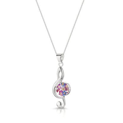 Zilveren G-sleutel Muzieknoot Hanger - Purple Haze Collectie