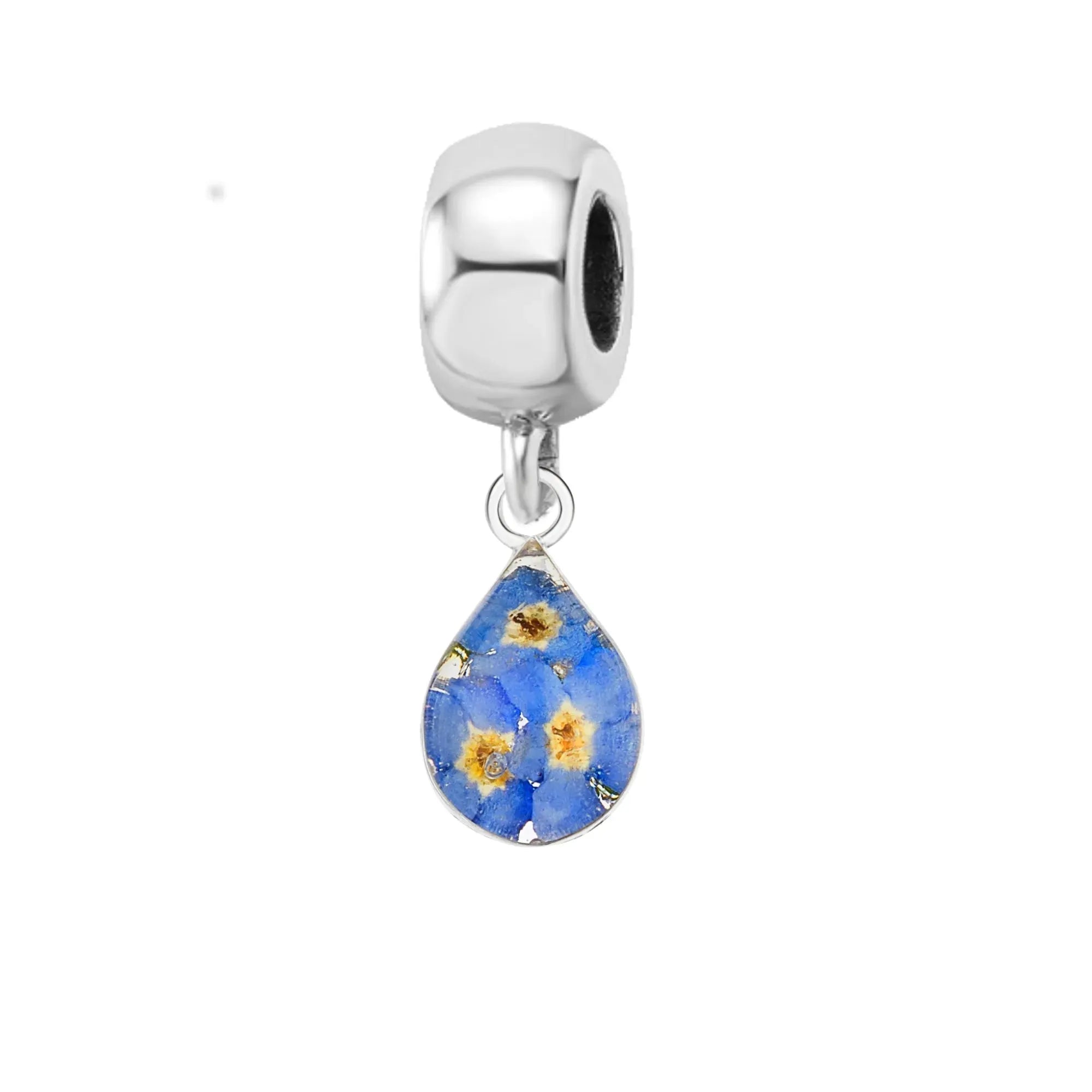 Dije de flor real hecho a mano | Plata esterlina | Se adapta a las pulseras de dijes más populares