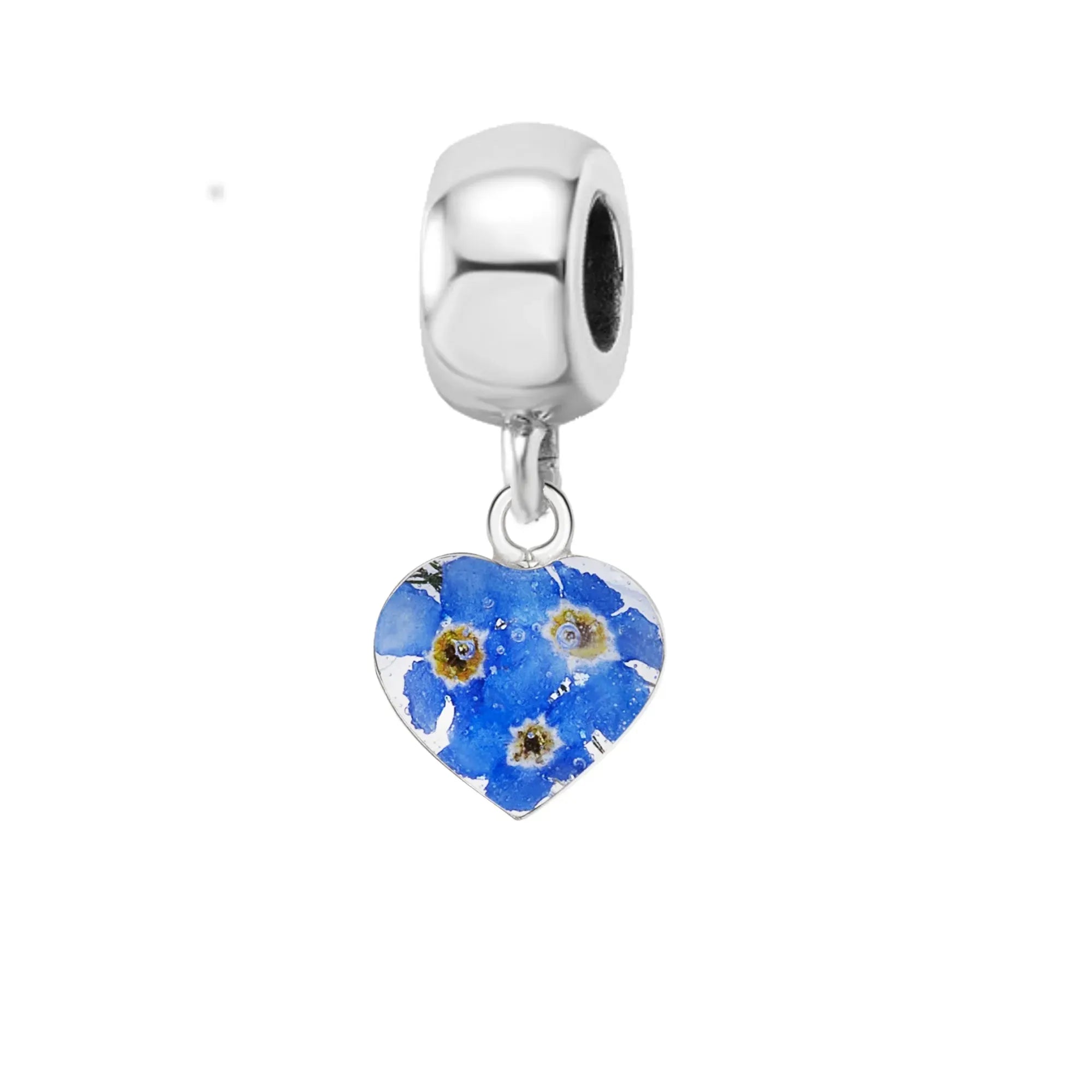 Dije de flor real hecho a mano | Plata esterlina | Se adapta a las pulseras de dijes más populares