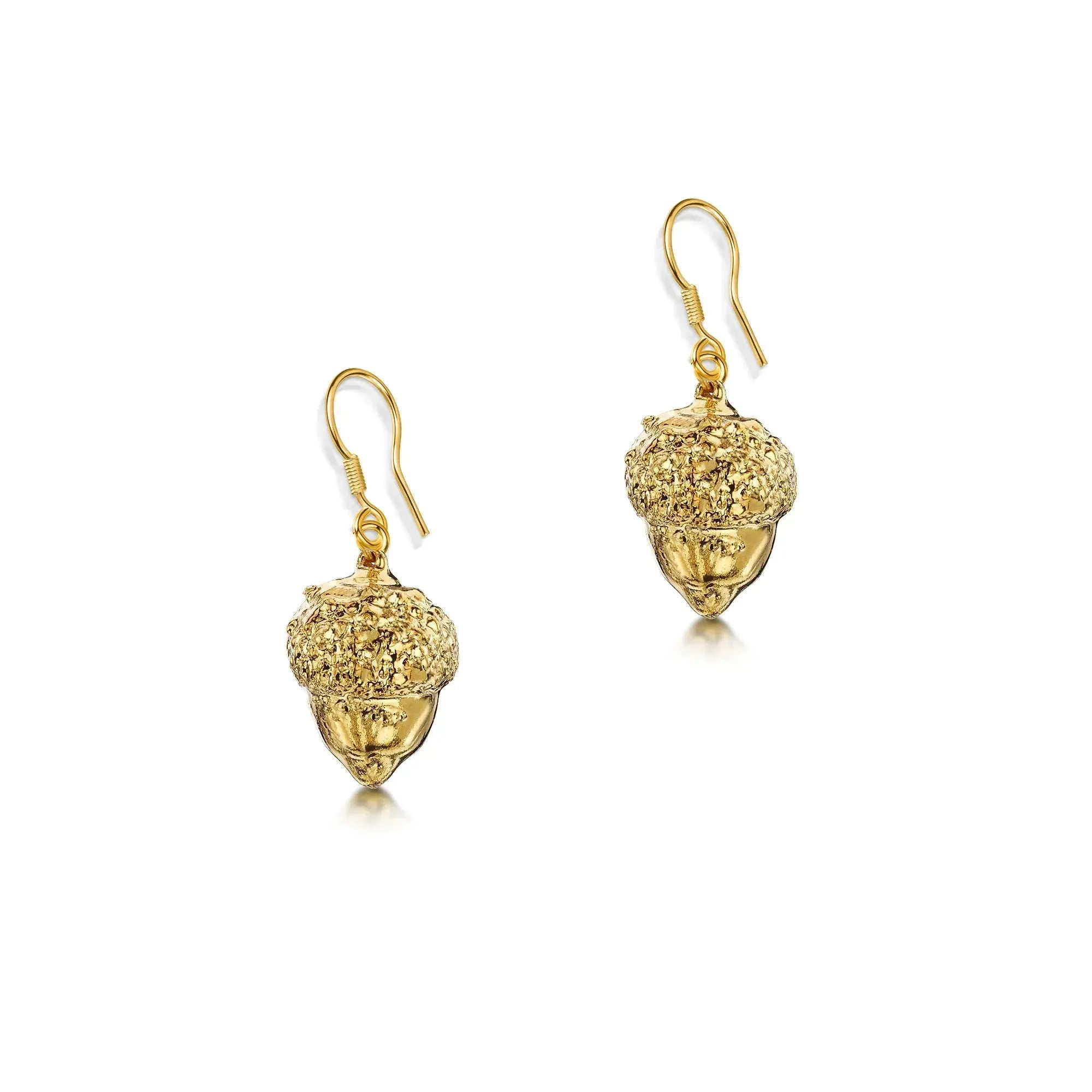 Pendientes de bellota auténtica bañados en oro: joyería inspirada en la naturaleza hecha a mano