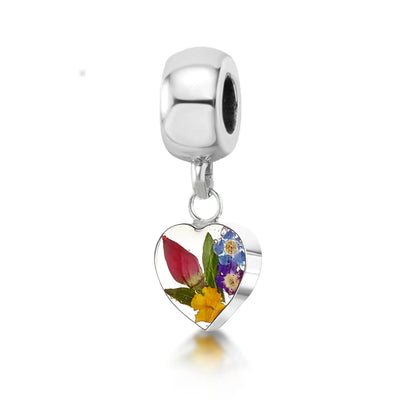 Dije de flor real hecho a mano | Plata esterlina | Se adapta a las pulseras de dijes más populares
