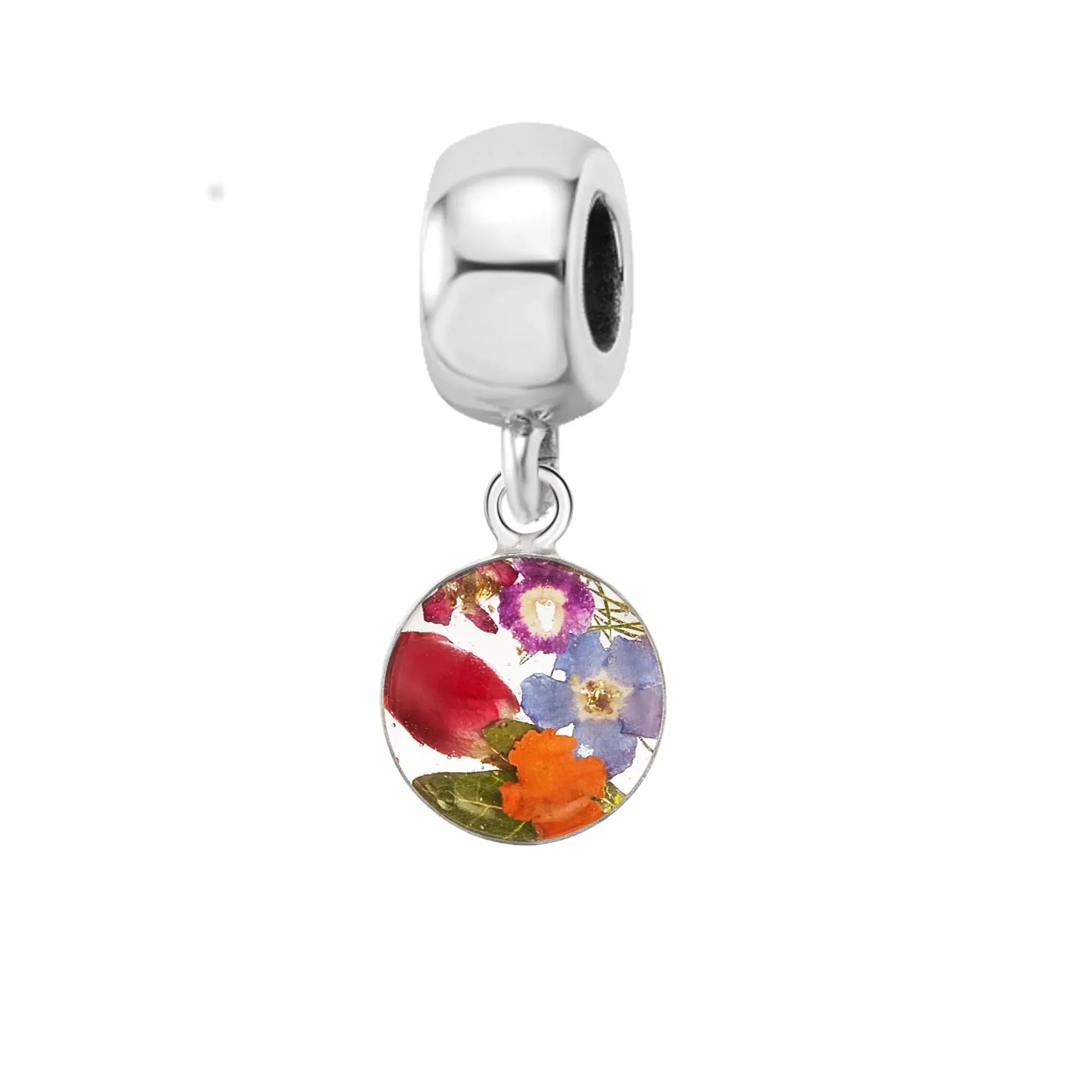 Dije de flor real hecho a mano | Plata esterlina | Se adapta a las pulseras de dijes más populares