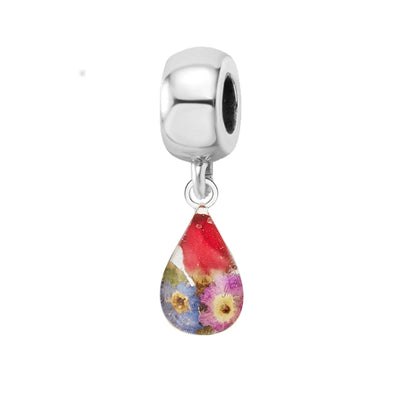 Dije de flor real hecho a mano | Plata esterlina | Se adapta a las pulseras de dijes más populares