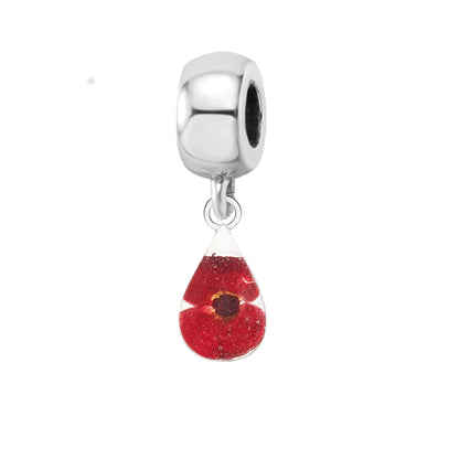 Dije de flor real hecho a mano | Plata esterlina | Se adapta a las pulseras de dijes más populares