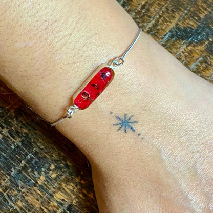 Bracelet serpent en argent sterling avec breloque fleur - Poppy - Ovale