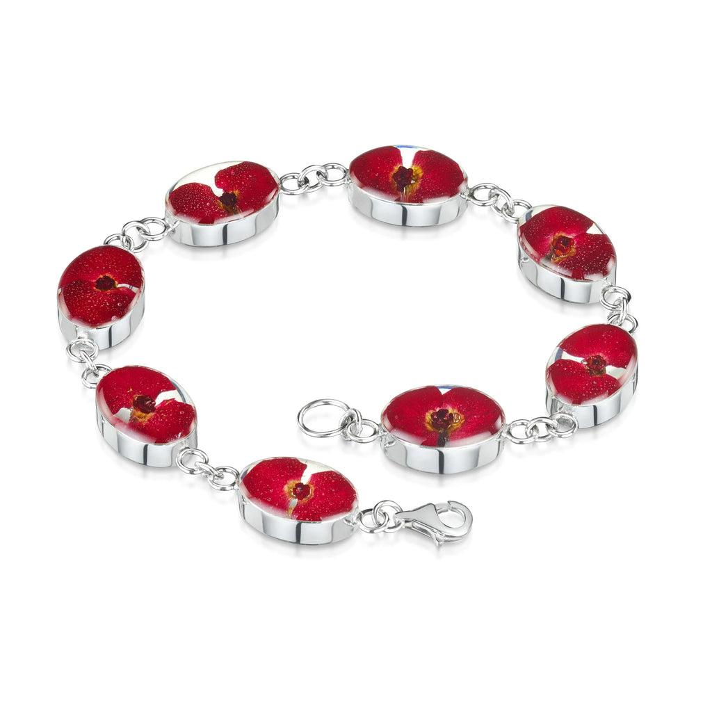 Poppy bracelet by Shrieking Violet® Sterling silver bracelet handmade with real flowers - Ideal gift for mum or nan.