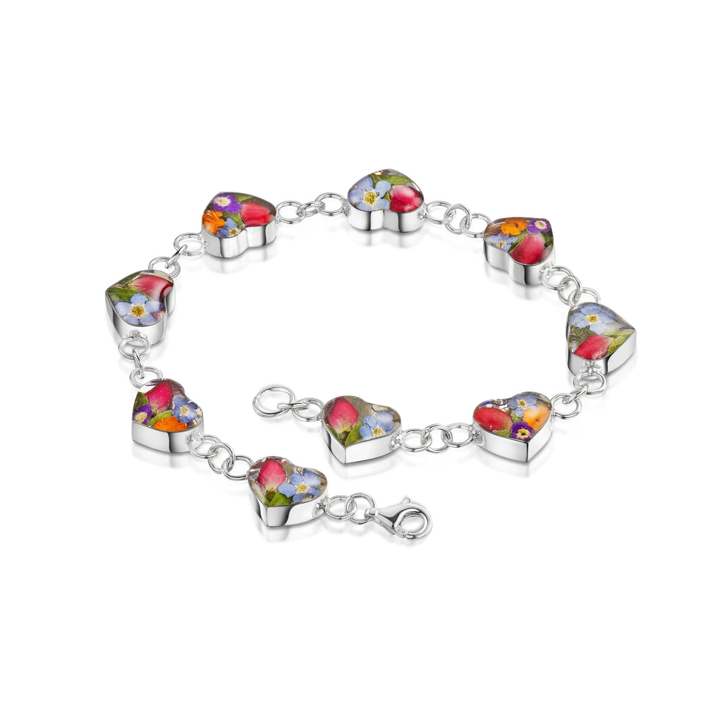 Silver Bracelet - Mixed Flowers - Sm Heart multi