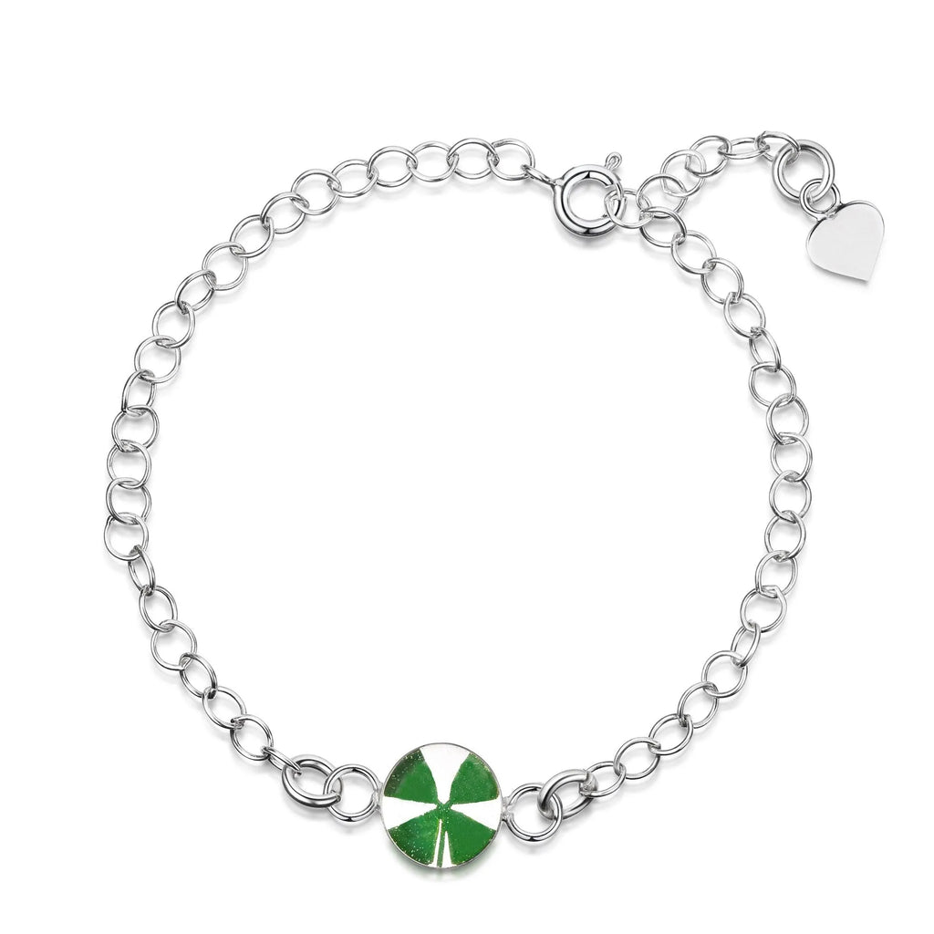 Silver Bracelet - Silver Link chain - Clover - Round