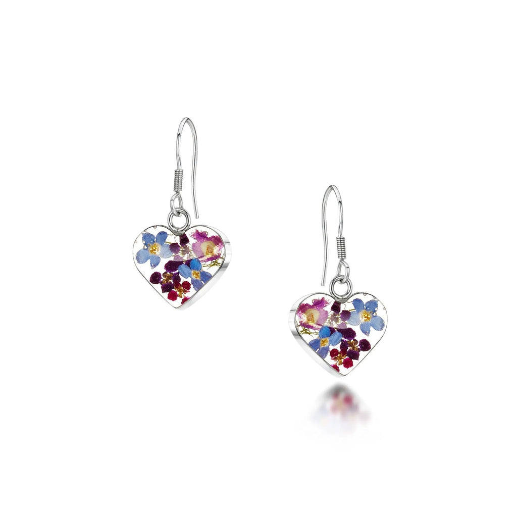 Silver Drop Earrings - Purple Haze - Sm Heart