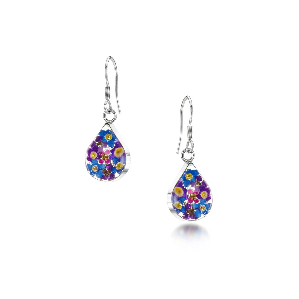 Silver Drop Earrings - Purple Haze - Teardrop