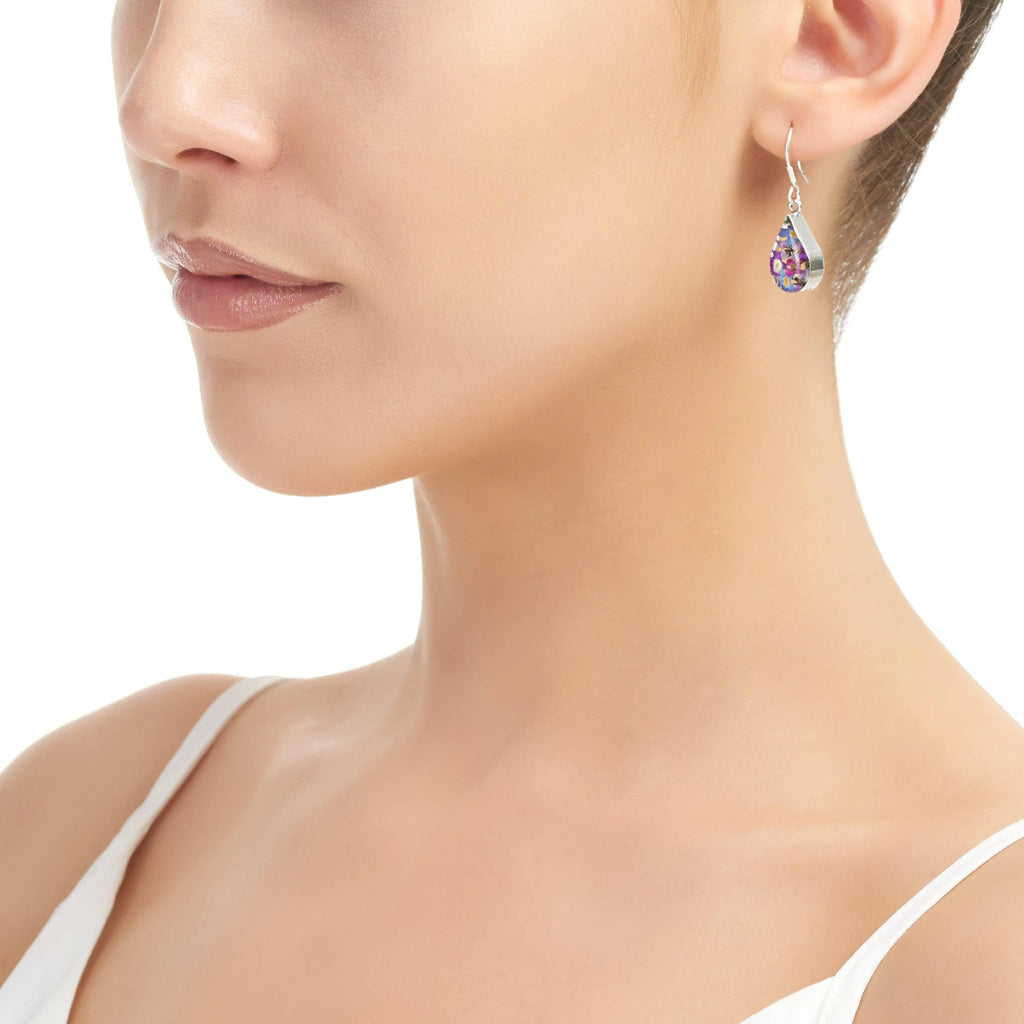 Silver Drop Earrings - Purple Haze - Teardrop