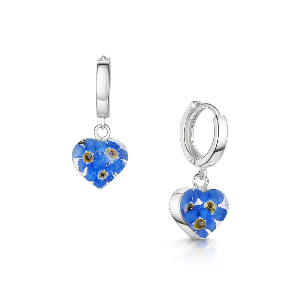 Silver Huggie Earring - Forget-me-not - Heart