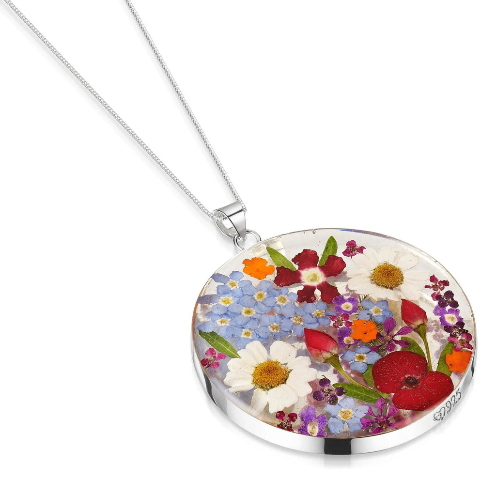 Silver Necklace - Mixed Flowers - Full Moon XL