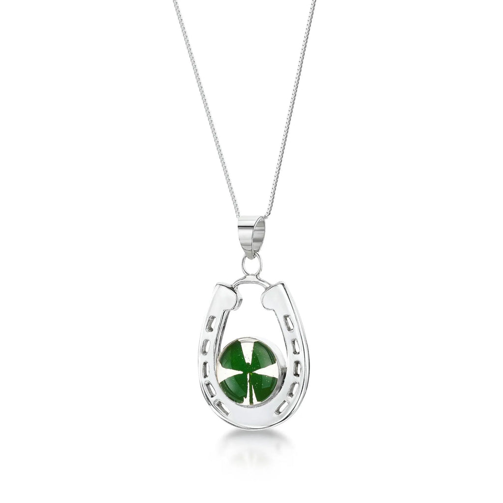 Silver Pendant -Four leaf clover - Horseshoe