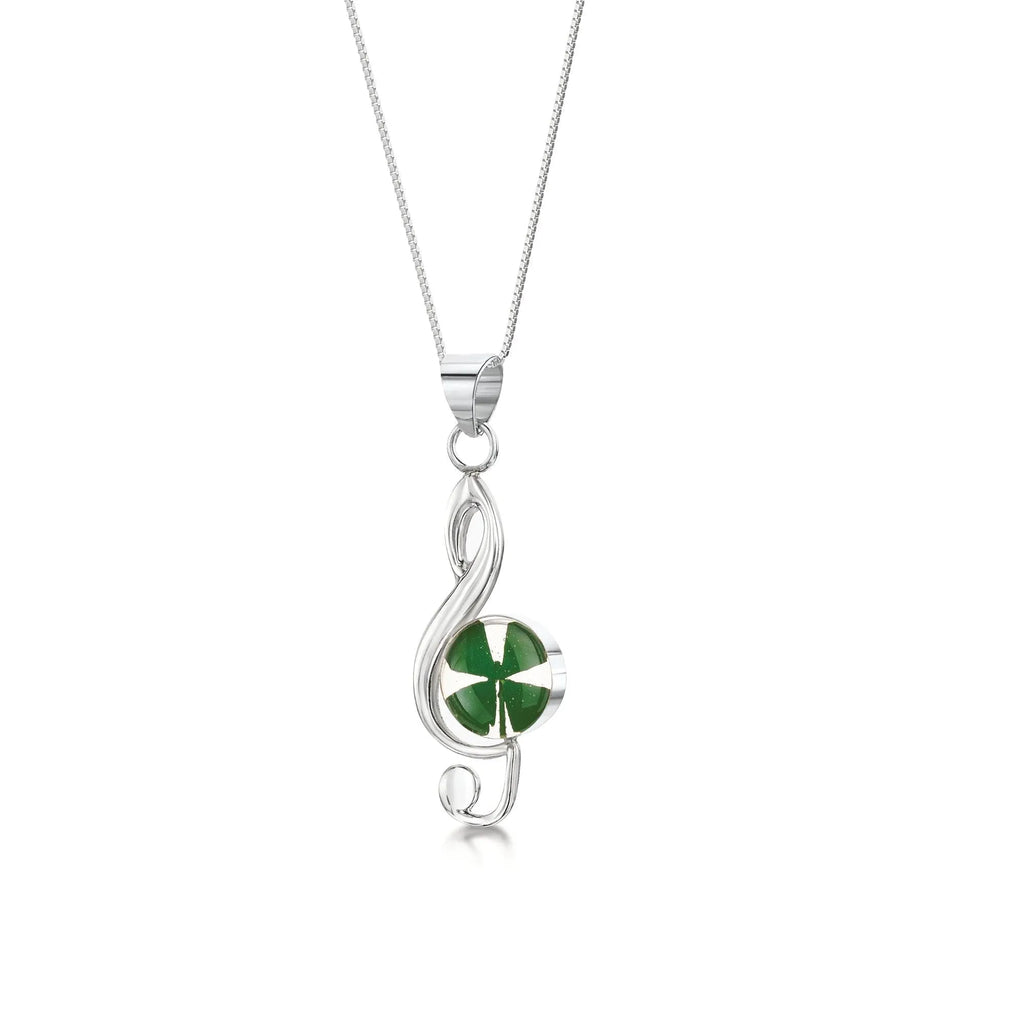 Silver Pendant - Four-leaf Clover - Treble Clef (m)