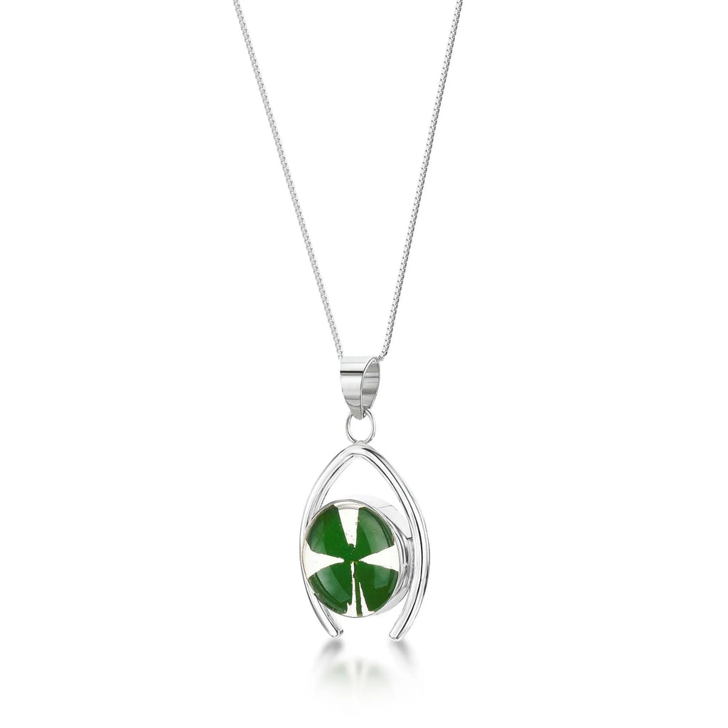 Silver Pendant - Four leaf clover - Wishbone