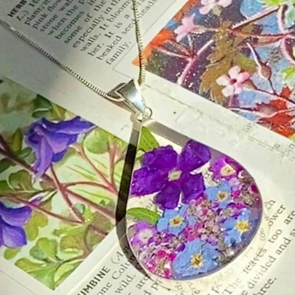 Silver Pendant - Purple Haze - Large Teardrop