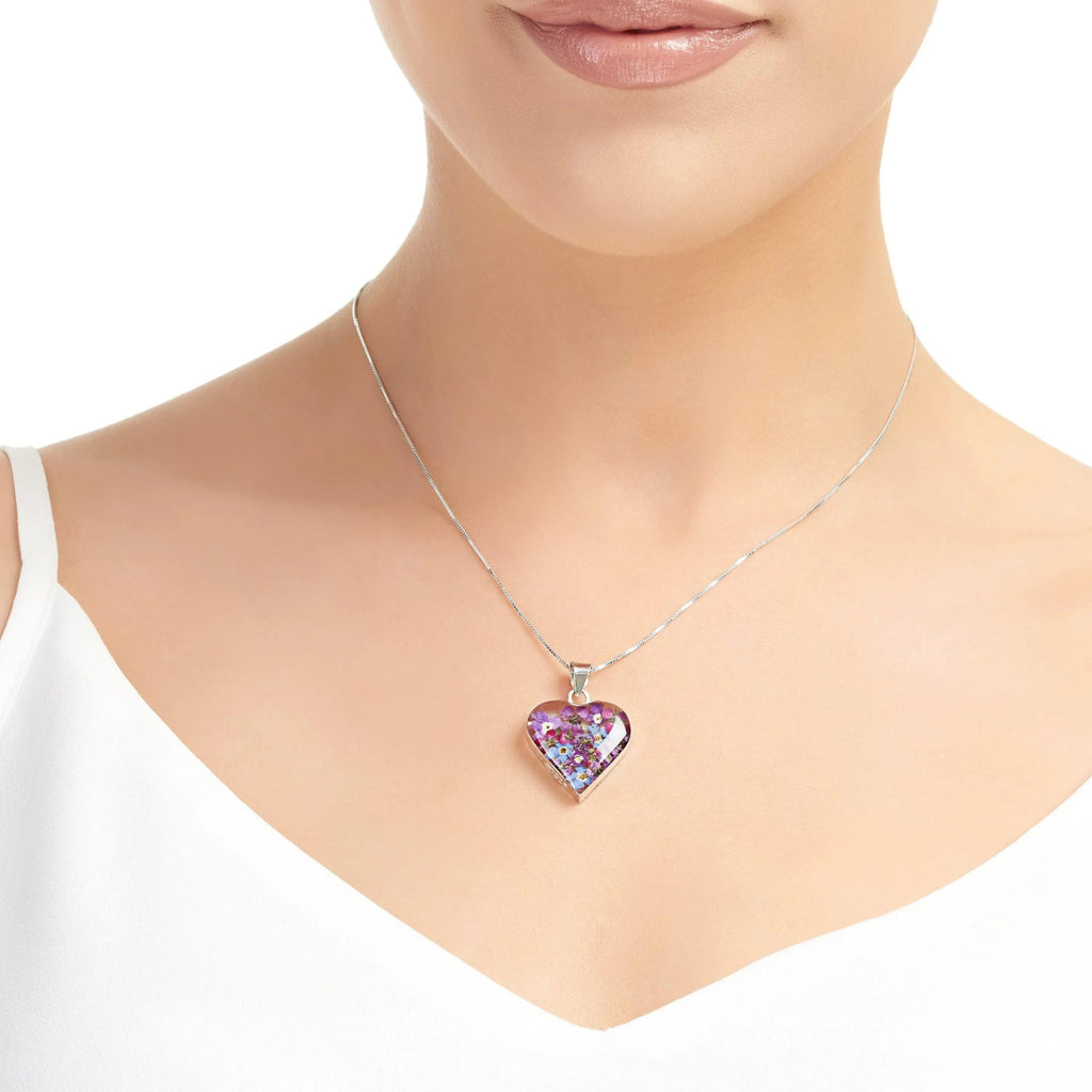 Silver Pendant - Purple Haze - Med Heart