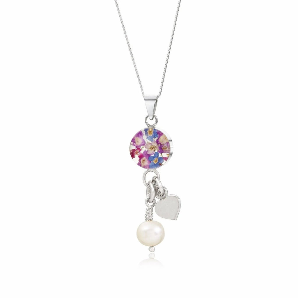 Silver Pendant - Purple Haze - Pearl+charm