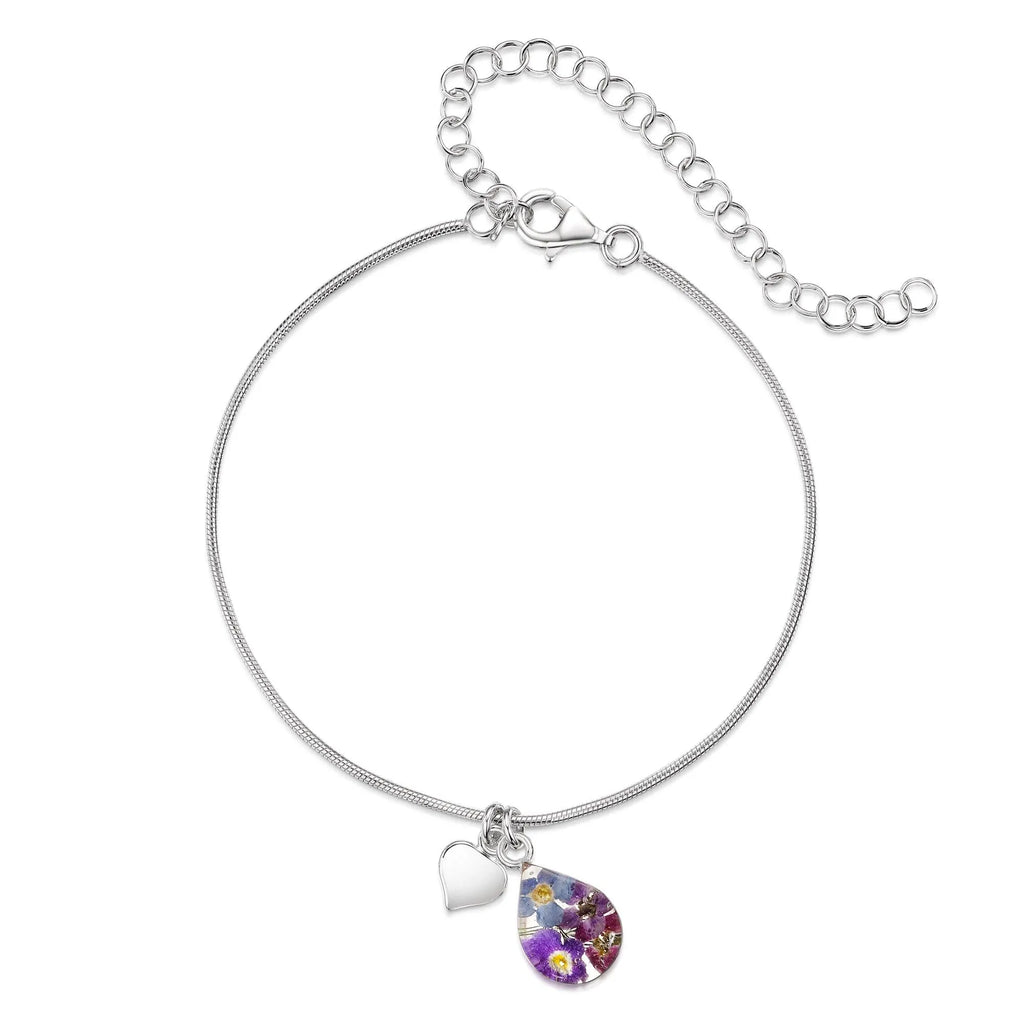 Sterling silver snake anklet/bracelet - Round - Purple haze