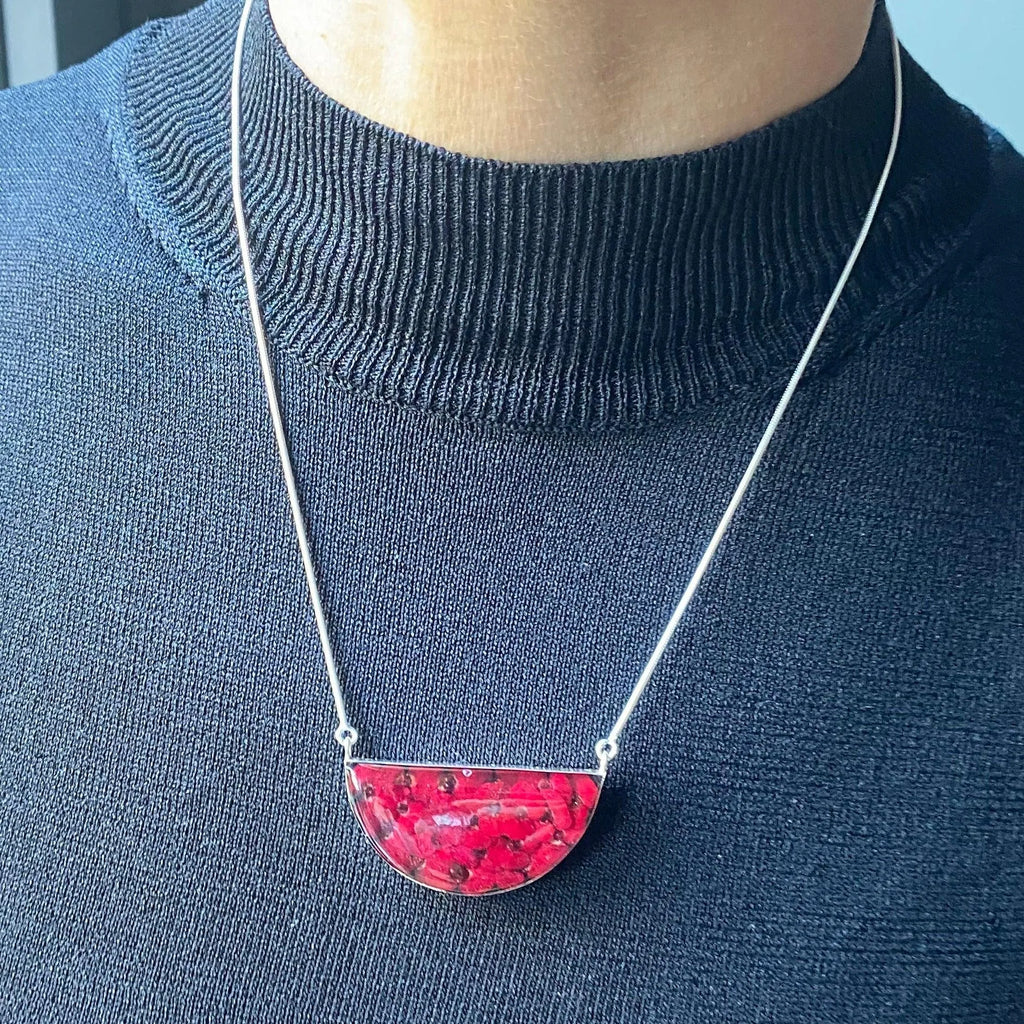 Sterling silver snake chain necklace | Poppy | Half Moon