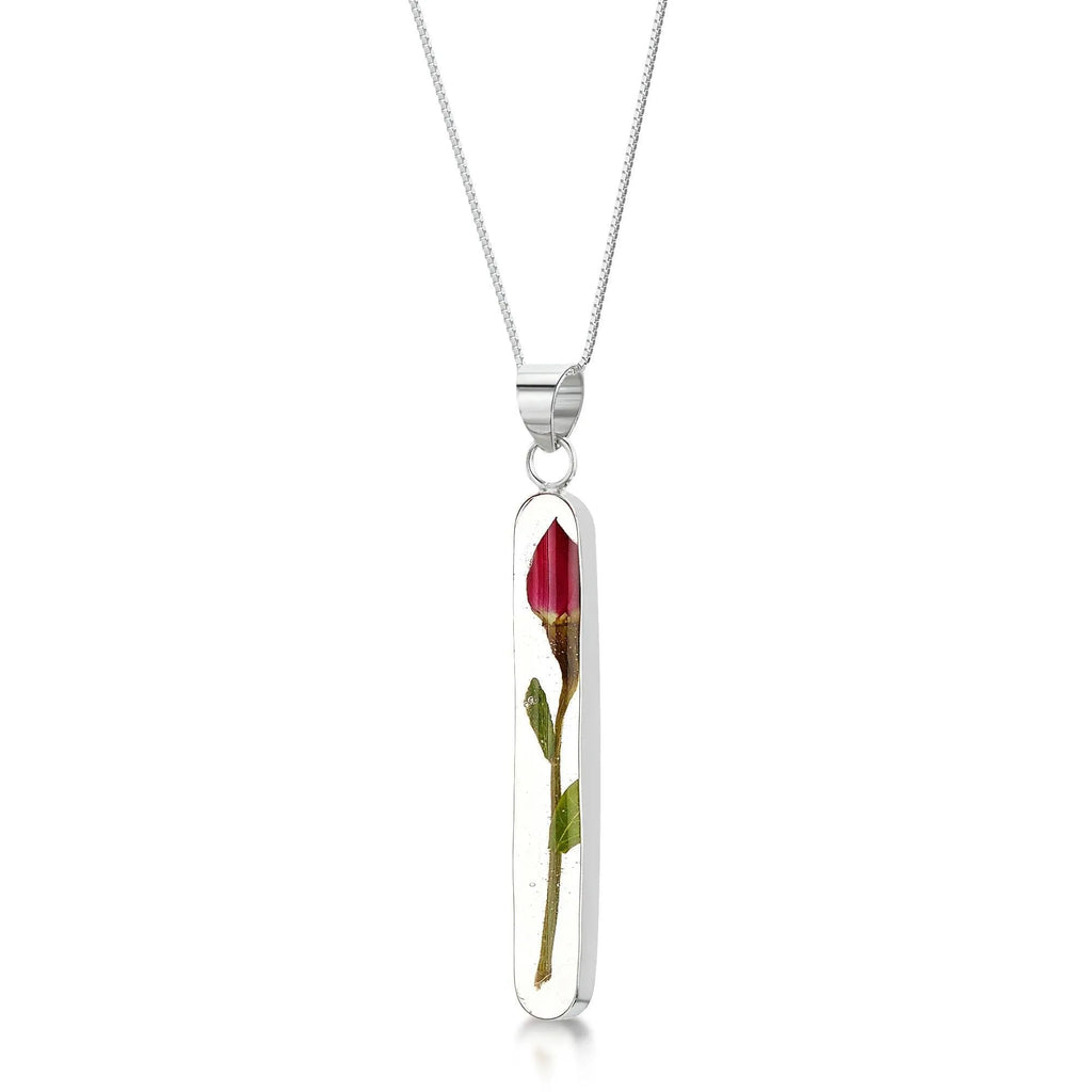 Valentines day gift - Miniature rose necklace by Shrieking Violet® Sterling silver pendant with a real rose stem with giftbox. Valentine jewellery